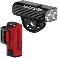 Lezyne Macro Drive 1400+ / Strip Drive Pro 400+ Paar Fietslampen Zwart || Maat: Voor- en achterlicht