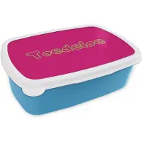 MuchoWow Broodtrommel Blauw - Lunchbox Toedeloe - Groen - Roze - Brooddoos 18x12x6 cm - Brood lunch box - Broodtrommels voor kinderen en volwassenen