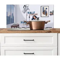 KitchenYeah Spatscherm keuken 90x45 cm - Kookplaat achterwand Half human, Half Coffee - Infuus - Koffie - Muurbeschermer - Spatwand fornuis - Hoogwaardig aluminium