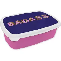 MuchoWow Broodtrommel Roze - Lunchbox Badass - Panterpint - Schaduw - Roze - Brooddoos 18x12x6 cm - Brood lunch box - Broodtrommels voor kinderen en volwassenen