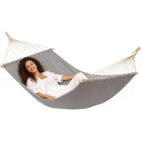 AMANKA XXL Hangmat met Spreidstok 200x120 cm Grijs - Dubbele Hangmat 2 Personen Indoor Outdoor 100% Katoen Balkon Tuin Terras Camping Reishangmat Schommel Ligmat XL