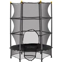 HAUSS SPOLE Kindertrampoline – Veiligheidsnet En Veervrij Design – 140 x 140 x 190 cm – Kunststof – Zwart – Binnen En Buiten