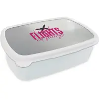 MuchoWow Broodtrommel Wit - Lunchbox Catch flights not feelings - Vliegtuig - Roze - Brooddoos 18x12x6 cm - Brood lunch box - Broodtrommels voor kinderen en volwassenen