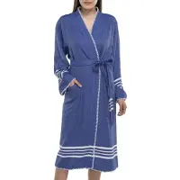 Lalay - hamam badjas Krem Sultan - royal blue - XXL - dames heren badjas - sauna badjas - dunne badjas - 100% gekamd katoen