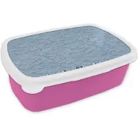 MuchoWow Broodtrommel Roze - Lunchbox Golven - Ritmisch - Blauw - Brooddoos 18x12x6 cm - Brood lunch box - Broodtrommels voor kinderen en volwassenen