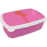 MuchoWow Broodtrommel Roze - Lunchbox Palmbomen - Modern - Roze - Brooddoos 18x12x6 cm - Brood lunch box - Broodtrommels voor kinderen en volwassenen