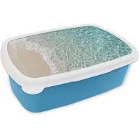 MuchoWow Broodtrommel Blauw - Lunchbox Kust - Zand - Blauw - Brooddoos 18x12x6 cm - Brood lunch box - Broodtrommels voor kinderen en volwassenen