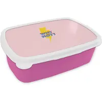 MuchoWow Broodtrommel Roze - Lunchbox Why not - Bliksem - Roze - Brooddoos 18x12x6 cm - Brood lunch box - Broodtrommels voor kinderen en volwassenen