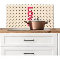KitchenYeah Spatscherm keuken 80x40 cm - Kookplaat achterwand Love - Stippen - Roze - Muurbeschermer - Spatwand fornuis - Hoogwaardig aluminium