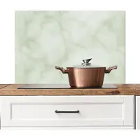 KitchenYeah Spatscherm keuken 80x55 cm - Kookplaat achterwand Groen - Marmer print - Aders - Muurbeschermer - Spatwand fornuis - Hoogwaardig aluminium