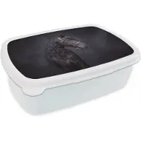 MuchoWow Broodtrommel Wit - Lunchbox Portret - Paard - Donker - Brooddoos 18x12x6 cm - Brood lunch box - Broodtrommels voor kinderen en volwassenen