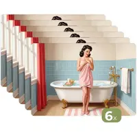 KitchenYeah Placemats - 6 stuks - 45x30 cm - Placemat kunststof - Badkamer - Vrouw - Roze - Borden onderleggers - Decoratie voor op tafel - Keuken tafeldecoratie accessoires - Vinyl onderlegger - Tafelversiering