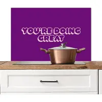 KitchenYeah Spatscherm keuken 90x60 cm - Kookplaat achterwand You're doing great - Paars - Bubble letters - Muurbeschermer - Spatwand fornuis - Hoogwaardig aluminium