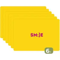 KitchenYeah Placemats - 6 stuks - 45x30 cm - Placemat kunststof - Smile - Roze - Geel - Borden onderleggers - Decoratie voor op tafel - Keuken tafeldecoratie accessoires - Vinyl onderlegger - Tafelversiering
