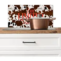 KitchenYeah Spatscherm keuken 60x30 cm - Kookplaat achterwand Koeienprint - Limited edition - Rood - Muurbeschermer - Spatwand fornuis - Hoogwaardig aluminium
