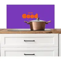 KitchenYeah Spatscherm keuken 90x45 cm - Kookplaat achterwand See the good - Oranje - Paars - Smiley - Muurbeschermer - Spatwand fornuis - Hoogwaardig aluminium