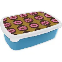 MuchoWow Broodtrommel Blauw - Lunchbox Grafisch - Patroon - Kleurrijk - Brooddoos 18x12x6 cm - Brood lunch box - Broodtrommels voor kinderen en volwassenen
