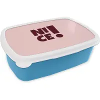 MuchoWow Broodtrommel Blauw - Lunchbox Nice - Uitroepteken - Roze - Brooddoos 18x12x6 cm - Brood lunch box - Broodtrommels voor kinderen en volwassenen
