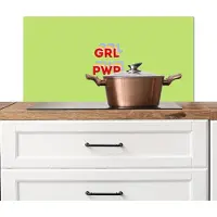 KitchenYeah Spatscherm keuken 80x40 cm - Kookplaat achterwand Grl pwr - Groen - Rood - 3D - Muurbeschermer - Spatwand fornuis - Hoogwaardig aluminium