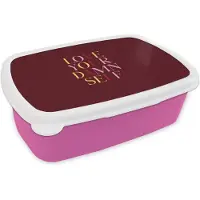 MuchoWow Broodtrommel Roze - Lunchbox Love your damn self - Kleurrijk - Bordeaux - Brooddoos 18x12x6 cm - Brood lunch box - Broodtrommels voor kinderen en volwassenen