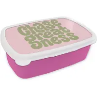 MuchoWow Broodtrommel Roze - Lunchbox Chase greatness - Groen - Roze - Retro - Brooddoos 18x12x6 cm - Brood lunch box - Broodtrommels voor kinderen en volwassenen