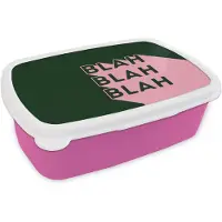 MuchoWow Broodtrommel Roze - Lunchbox Donkergroen - Tekst - Schaduw - Grafisch - Brooddoos 18x12x6 cm - Brood lunch box - Broodtrommels voor kinderen en volwassenen