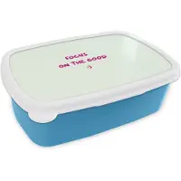 MuchoWow Broodtrommel Blauw - Lunchbox Focus - Beige - Roze - Smiley - Brooddoos 18x12x6 cm - Brood lunch box - Broodtrommels voor kinderen en volwassenen