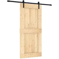 vidaXL Schuifdeur, natuurlijke kleur en zwart, 95 x 210 cm, massief eikenhout