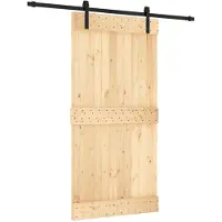 vidaXL Schuifdeur Naturel en Zwart 100 x 210 cm Massief Pine Hout