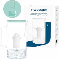 Wessper D2 BOROSILICATE futureflow waterfilterkan, 3 liter, mintgroen – met AquaClassic filter