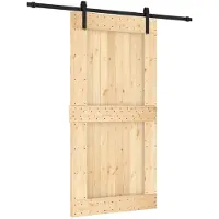 vidaXL Schuifdeur Naturel en Zwart 100 x 210 cm Massief Pine Hout