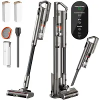 UWANT V500 Steelstofzuiger Draadloos - Zelflegende Stofzuiger zonder Zak - 25kPa Zuigkracht - LED-Verlichting - Kruimeldief Snoerloos