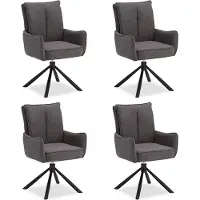 Homestyle4u Eetkamerstoelen - Set van 4 - Draaibaar - met armleuningen - Antraciet
