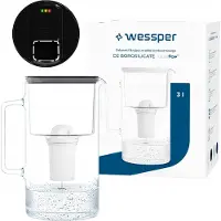 Wessper D2 BOROSILICAAT futureflow waterfilterkan, 3 liter, zwart – met AquaClassic filter