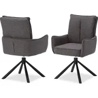 Homestyle4u Eetkamerstoelen van Linnen - 2 Stoelen - met armleuningen - draaibaar - Antraciet
