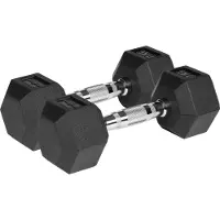 Rebel Active Serie - Gietijzeren Hex Dumbbells - 2x5kg - Zeshoekig - Rubber Coating