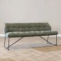 Livin24 Eetkamerbank Abel olijfgroen microvezel 220 cm