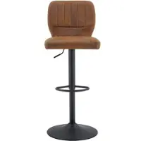 OKWISH barkruk met rugleuning en voetsteun, ergonomisch ontwerp, 360° draaibaar, in hoogte verstelbaar, zwart + bruin