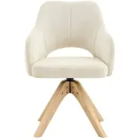 STILVORA Set Van 2 Draaibare Eetkamerstoelen Beige Stof Met Houten Poten 360 Graden Stil Draaibaar Voor Eetkamer En Woonkamer Retro Stijl