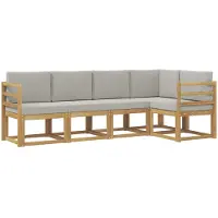 Syfax Buiten bankenset met kussen 5 pcs Wit en Lichtgrijs