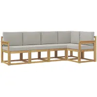 Syfax Buiten bankenset met kussen 5 pcs Wit en Lichtgrijs