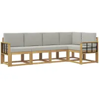Syfax Buiten bankenset met kussen 5 pcs Wit en Lichtgrijs
