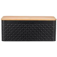 Jojomino Broodtrommel, Innovatieve Broodtrommel Dankzij Carbon Coating, met GeïNtegreerde Ventilatiegaten, Inclusief Bamboe Deksel Zwart