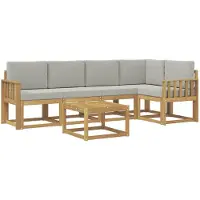 vidaXL Buiten bank set 6 st Wit en Lichtgrijs