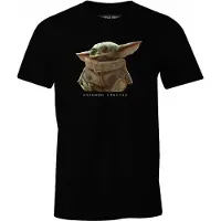 COTTON DIVISION The Mandalorian - Long Black Men's T-shirt The Child Logo - XL
