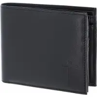 OXMOX Leren portemonnee Leather RFID Protect Querscheinbörse Freedom Cross Embossed Black zwart