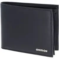 OXMOX Leren portemonnee Leather RFID Protect Querscheinbörse Pure 2.0 Metal Square Black zwart