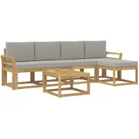 vidaXL Buiten bank set 6 st Wit en Lichtgrijs Polyester