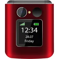Beafon Fold10 LTE - 4G, Silver Line, klaptelefoon met grote toetsen, rood-zilver