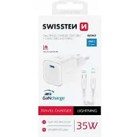 Swissten 35W UBS-C Travel Charger With Lightning To USB-C Cable - 1.2m - 22070240 - White
